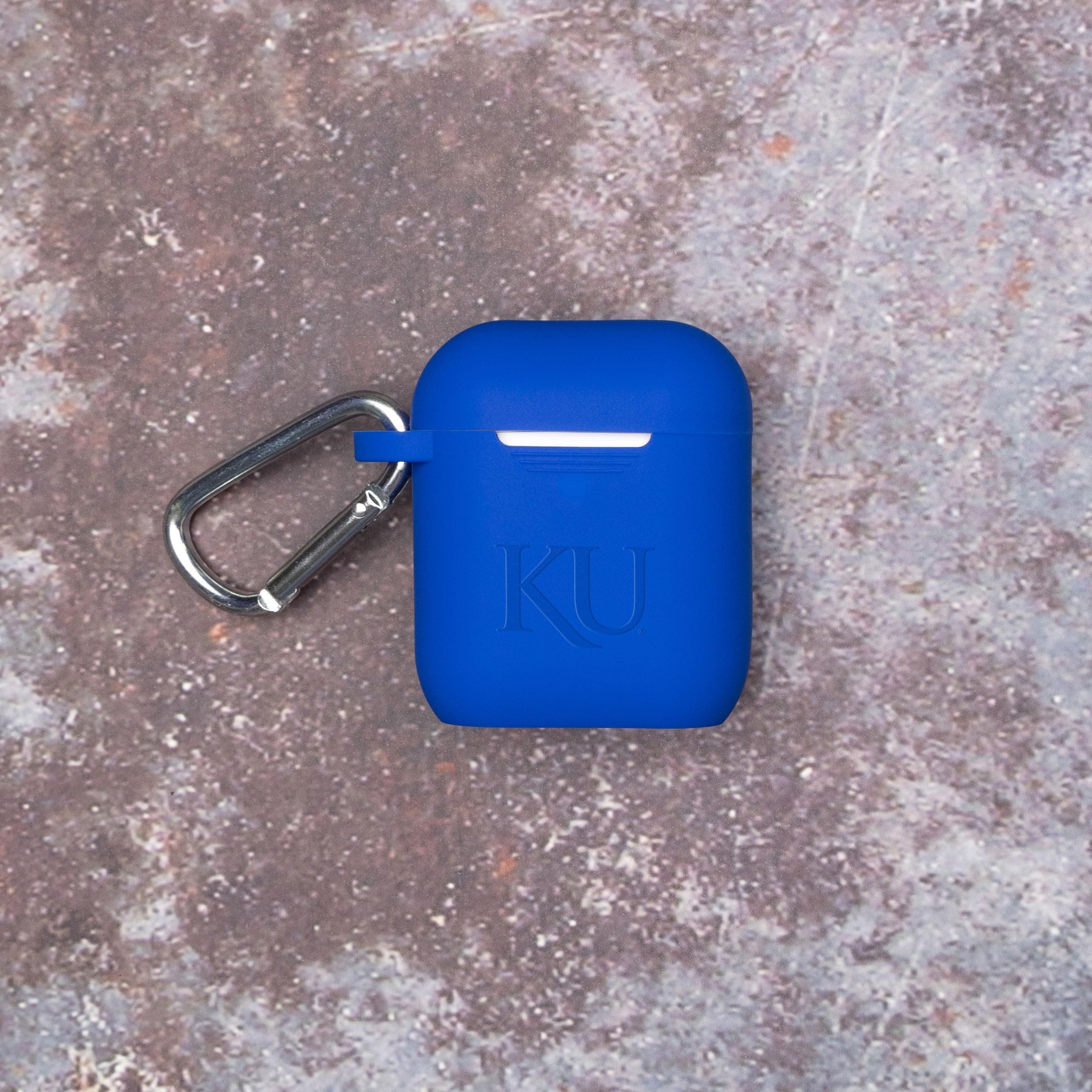 AFFINITY BANDS Kansas Jayhawks Engraved Silicone Case Cover Compatible with Apple AirPods Gen 1 & 2 (Blue)