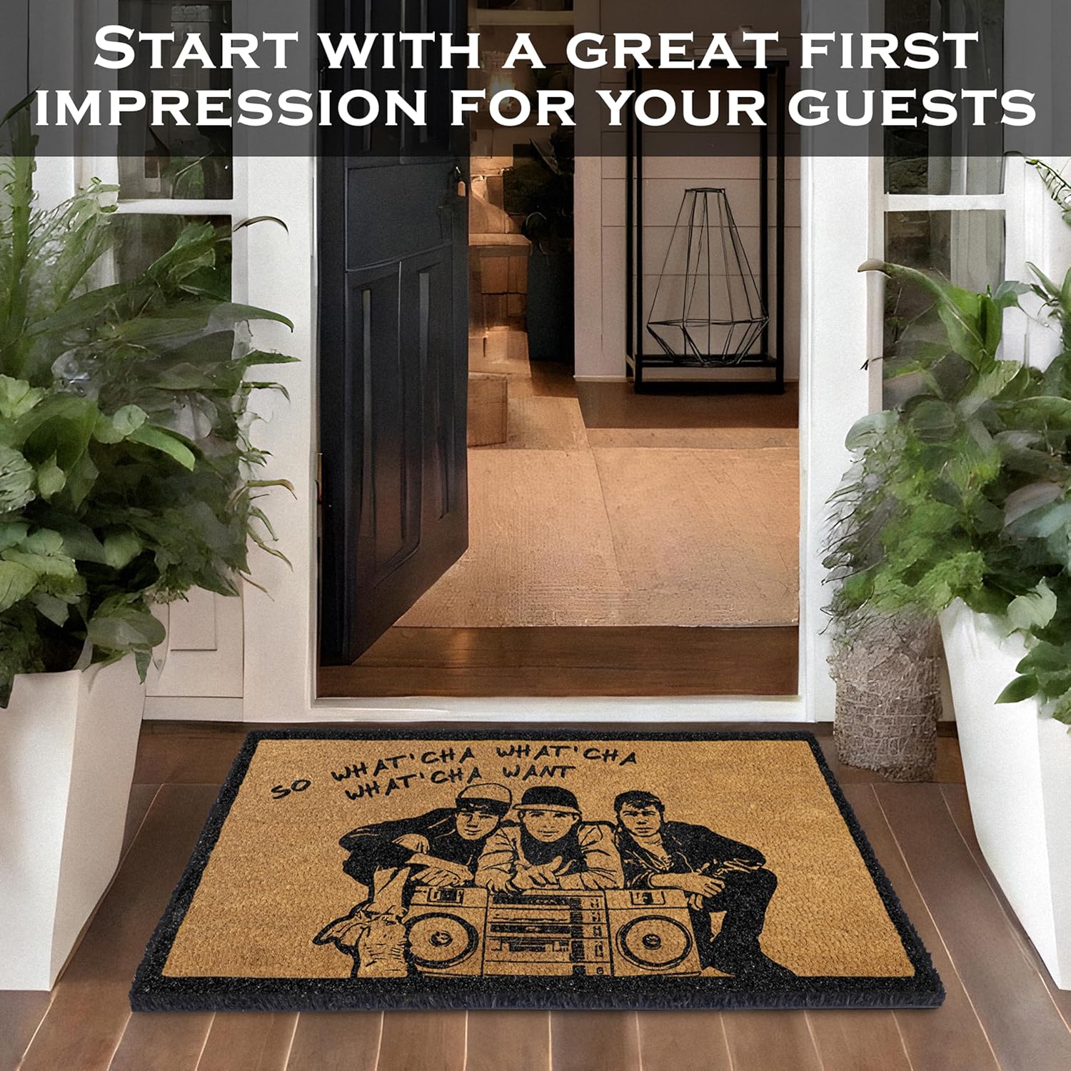 MAINEVENT What'cha Want Door Mat 30x17 Inch, Beasty Boys Welcome Mat for Covered Outdoor Area, Beasty Boys Door Mat, So Whatchawant Doormat, So Whatchawhatcha Want Doormat