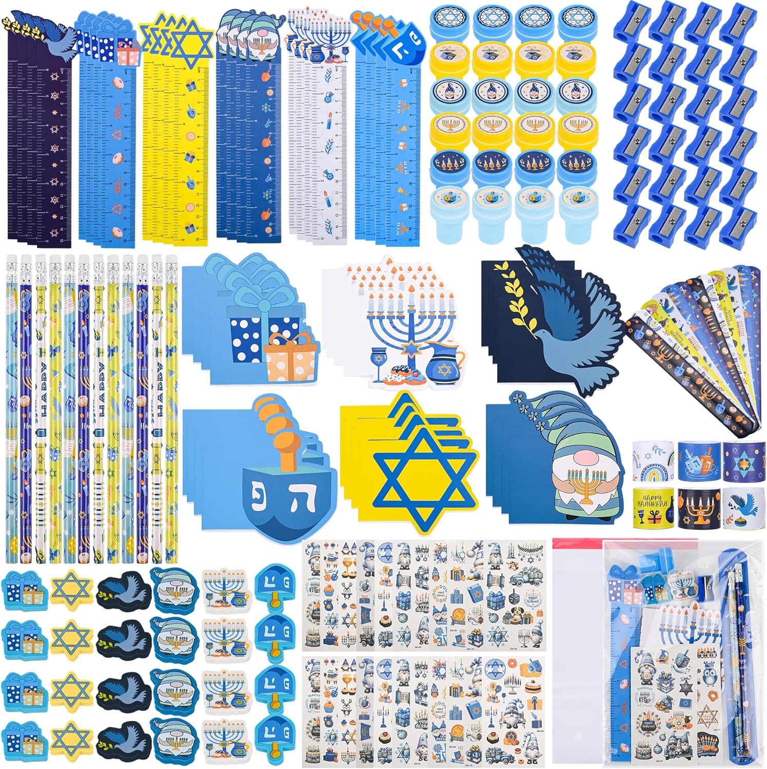 Ulema 216Pcs Hanukkah Pencils Party Favors Supplies Hanukkah Gift wood Pencils Bulk Chanukah Themed Goodie Bag Stuffers Classroom Rewards