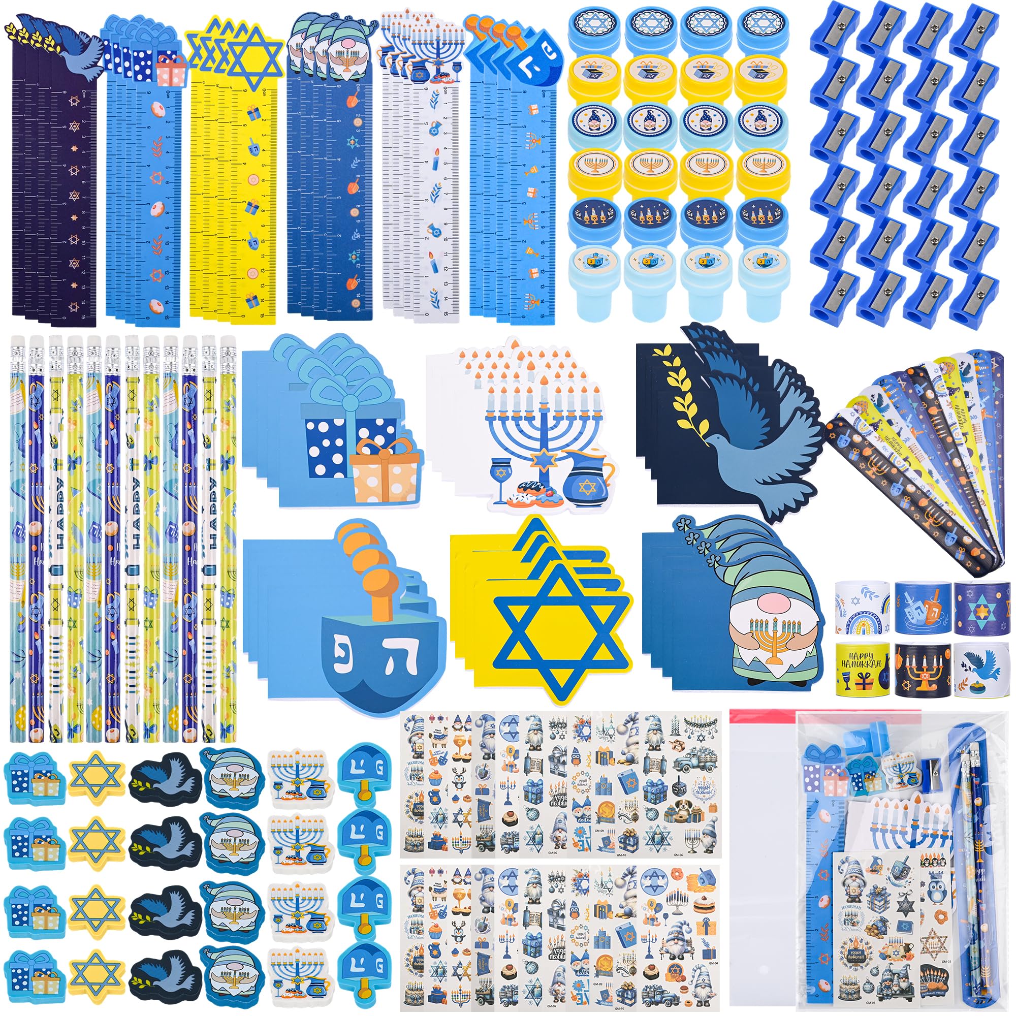 Ulema 216 lápices de madera de regalo de Hanukkah Supplies Hanukkah a granel con temática de Janucá para bolsas de regalo, premio de aula