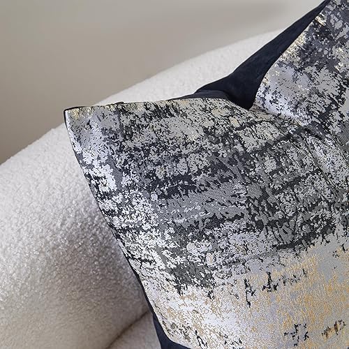 Miniatura 8 de THE-TINOART Funda de almohada rectangular de terciopelo negro y dorado de 12 x 20 pulgadas, funda de cojín de terciopelo en la parte posterior,