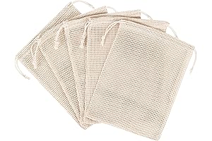 Premium Cotton Drawstring Mesh Bags for Herbs and Spices (6x8 Inch, Set of 5)