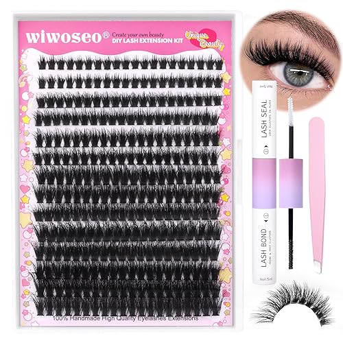 Kit de extensión de pestañas esponjosas con pegamento de pestañas y pegamento de pestañas, kit de pestañas individuales de visón con pinzas para