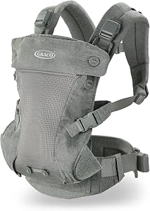 Graco Cradle Me 4 in 1 Baby Carrier - Mineral Grey, Includes Newborn Mode with No Insert Needed, Supports 3.6-15.8 kg (8-35 lb)
