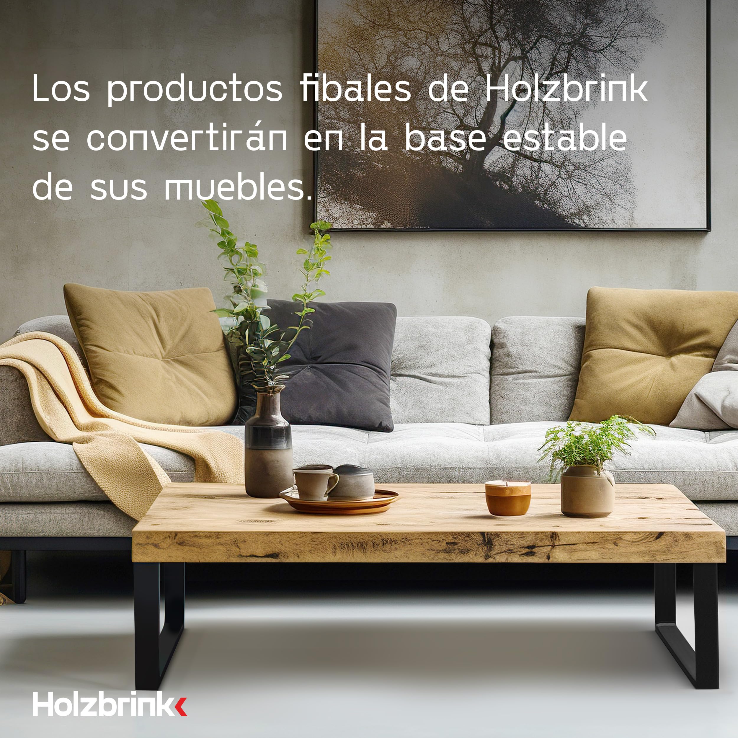 HOLZBRINK Patas de Metal Gris para Mesa | Soportes/Marco para Mesa del Centro, Comedor, Escritorio, Banco | Juego de 2 Patas 40 x 43 cm