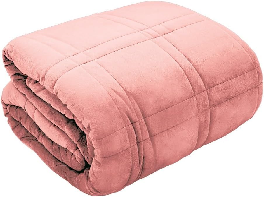 Velvet Weighted Blanket Extra Warm 8KG For Adults, Soft Touch Sherpa Microfibre Throw for Sleep Relief Blankets (150 x 200 cm, Blush Pink)