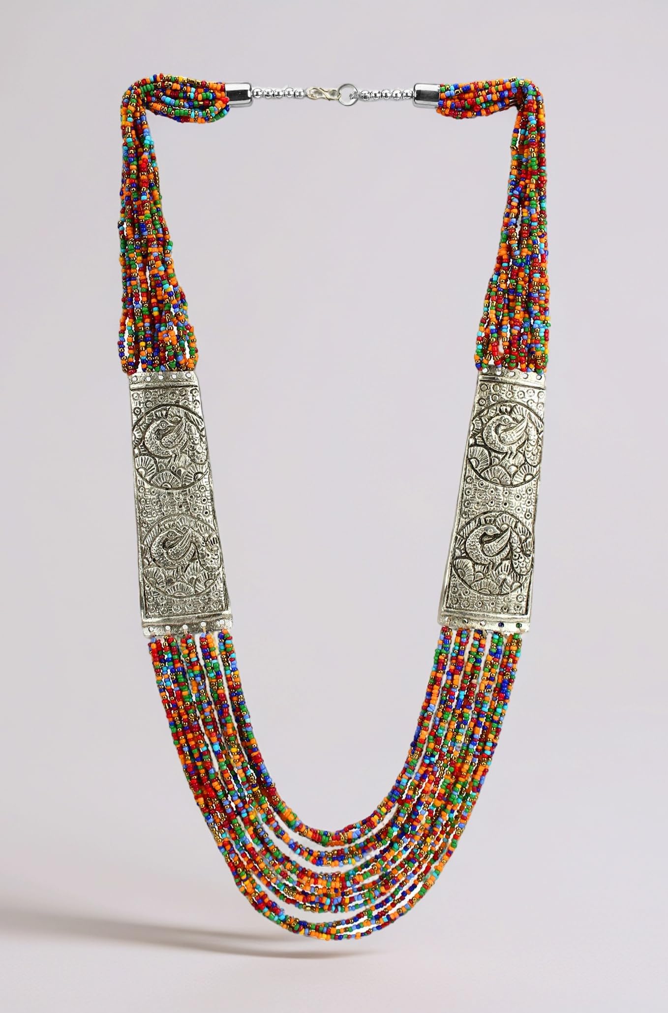 YouBella Fashion Jewellery Antique German Silver Oxidised Plated Tribal Cotton Thread Jewellery Necklace Earring Set for Women & Girls.(Valentine Gift Special).