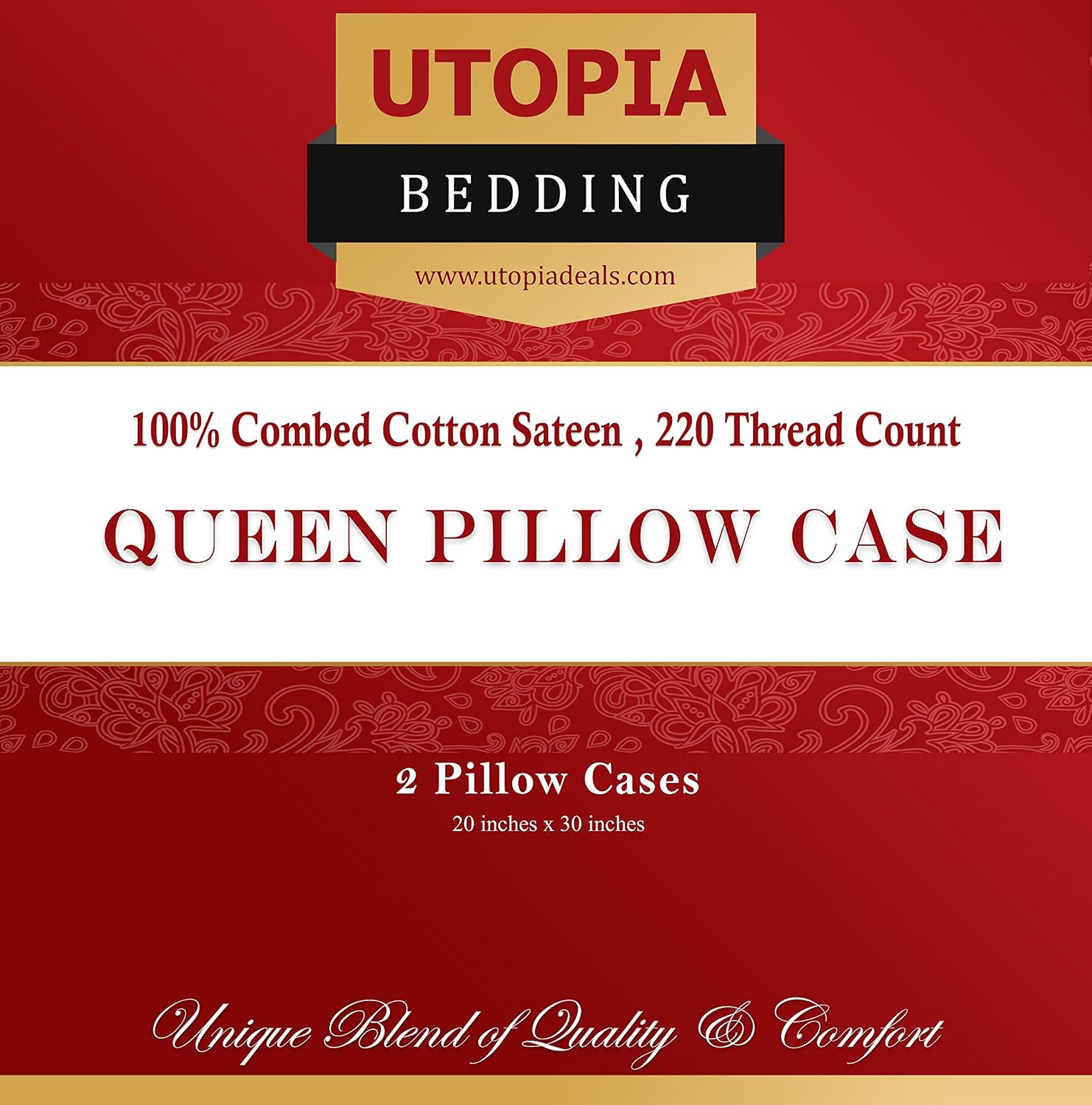 Utopia Bedding Cotton Pillow Case (Pack of 2) – (Queen, Black) – 100% Cotton Sateen for Maximum Softness and Easy Care - Elegant Double-Stitched Tailoring
