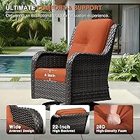 Vista 5 de Joyside Silla mecedora giratoria para exteriores para patio, mecedora de mimbre para exteriores con cojines de tela de olefina adecuada para porche