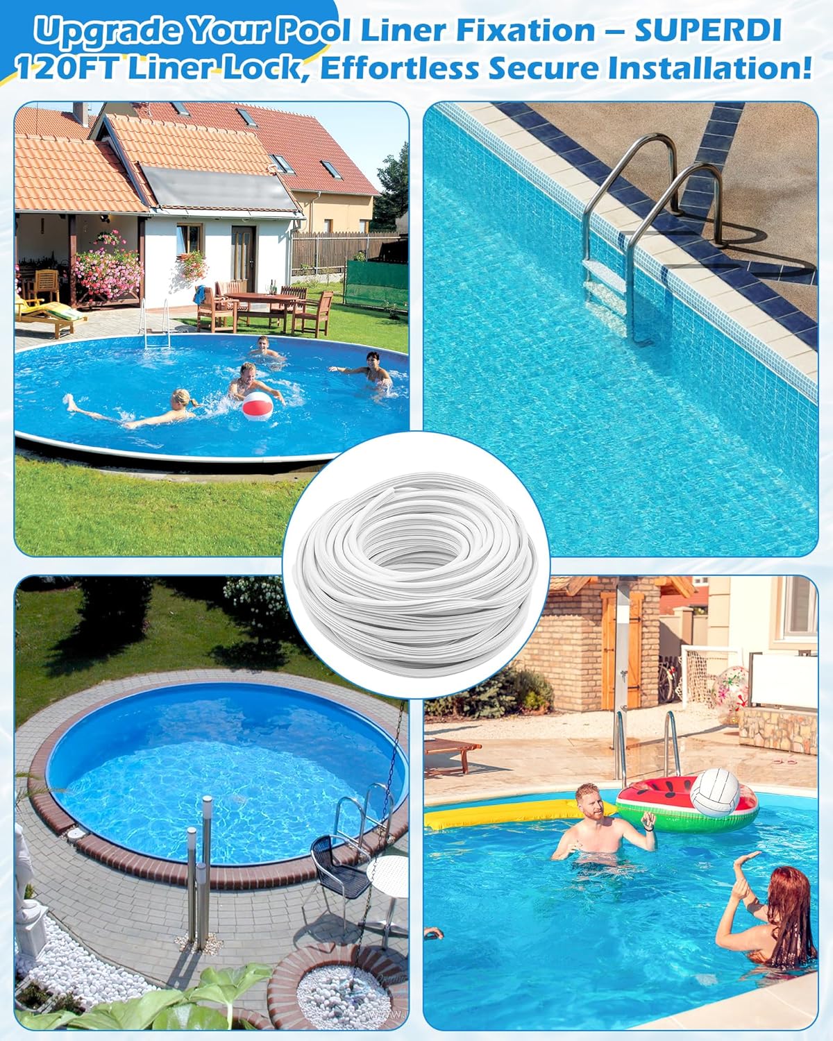 SuperDi Plastic 120ft Roll QP1562 Swimming Pool Liner Lock Beaded Wedge T-Shape