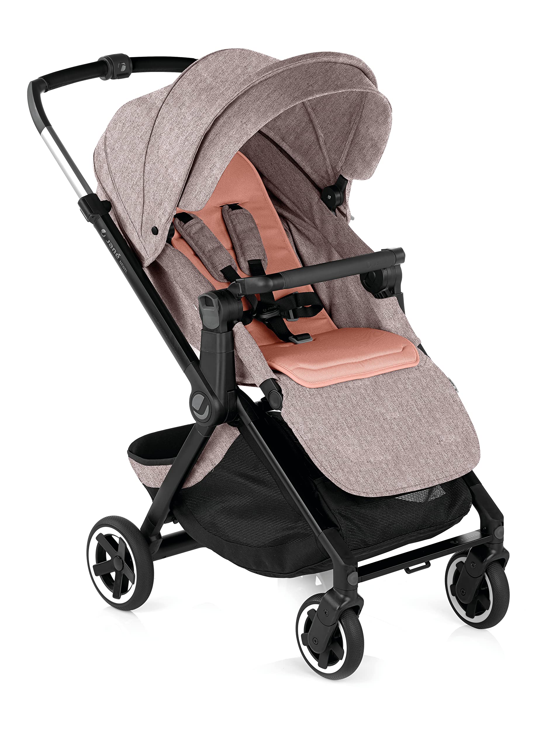 Jané Newel, passeggino, dalla nascita a 15 kg, in alluminio, con borsa e parapioggia, chiusura compatta