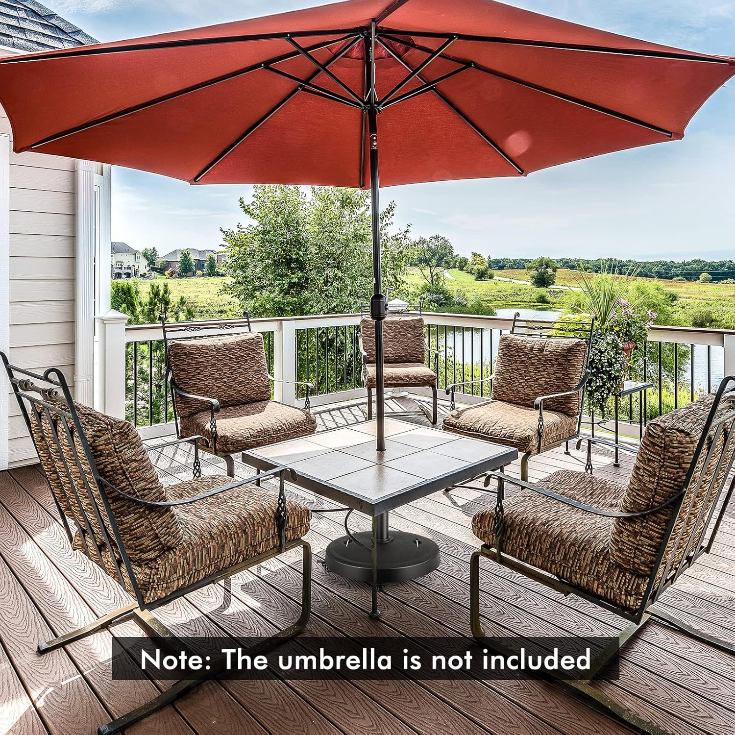 Tangkula 51 lbs Patio Umbrella Base with Wheels, 20.5 Inches Heavy Duty Round Outdoor Umbrella Stand for 10 ft Table Market Offset Umbrella, Fit Umbrella Pole 1.5-1.9 inches, Weighted Umbrella Base