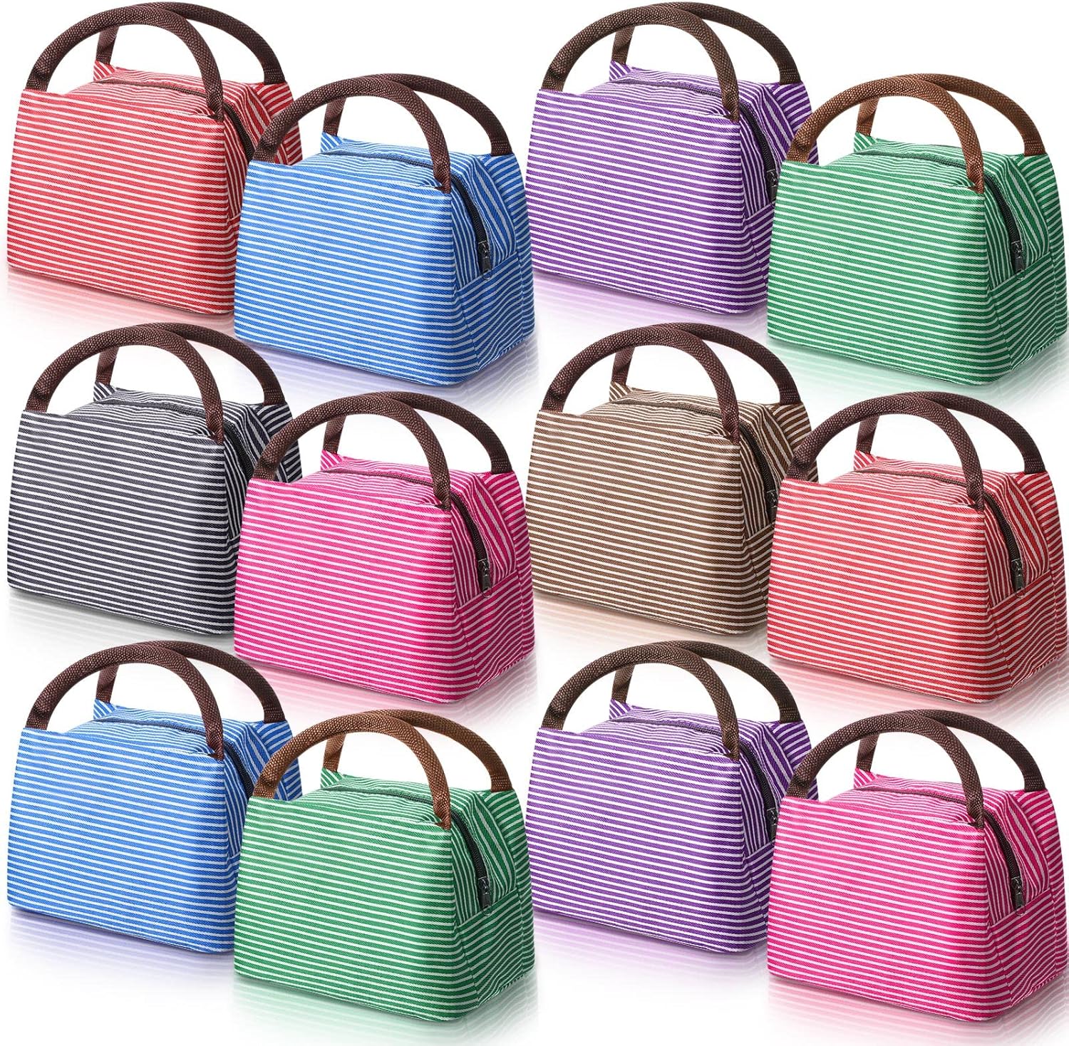 12 Pieces Insulated Lunch Bag Reusable Lunch Box Thermal Lunch Bag Leakproof Tote Bag for Women Men Office School Work Picnic Beach Fishing
