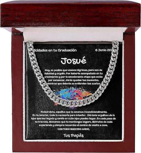 El Camino al Éxito Collar de Cadena Cubana para Hijo - Un Regalo de Graduación Inolvidable - Personalizado