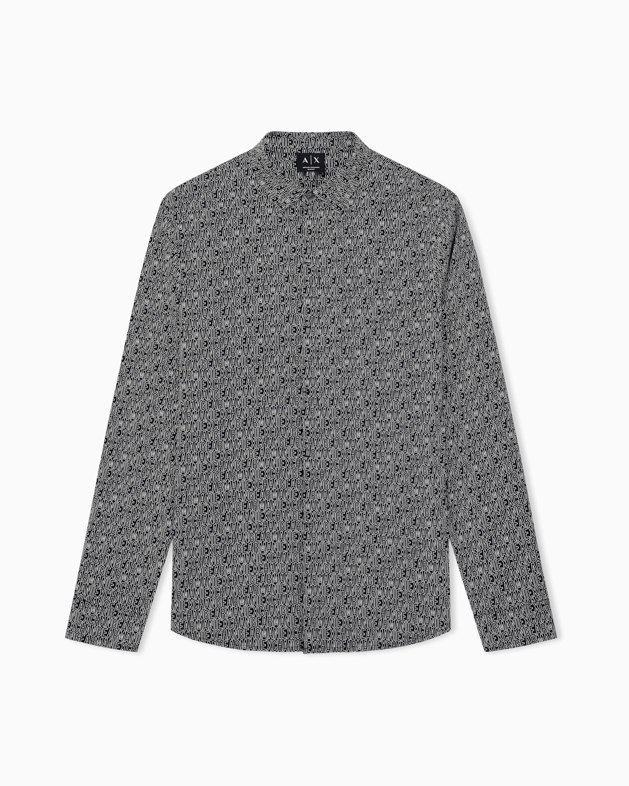 Armani Exchange XM000625 AF13184 Camicia Maniche Lunghe, Nero - Bianco - 159578002931_XS