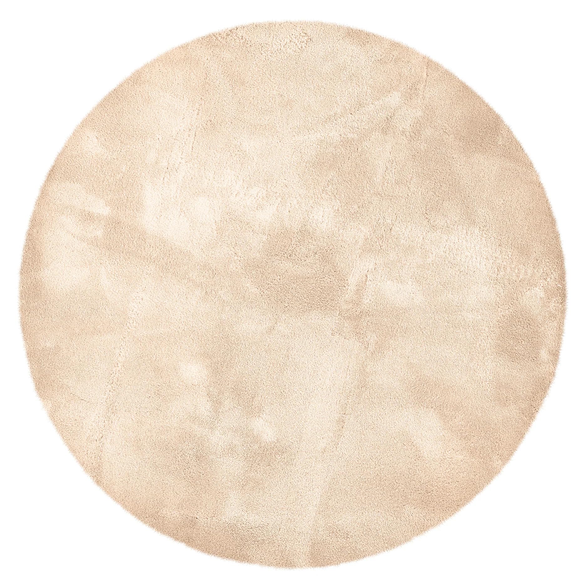 Tappeto rotondo Ø100 cm beige Plush - in pelliccia sintetica a pelo corto - Soffice a pelo corto per soggiorno, camera da letto e cameretta