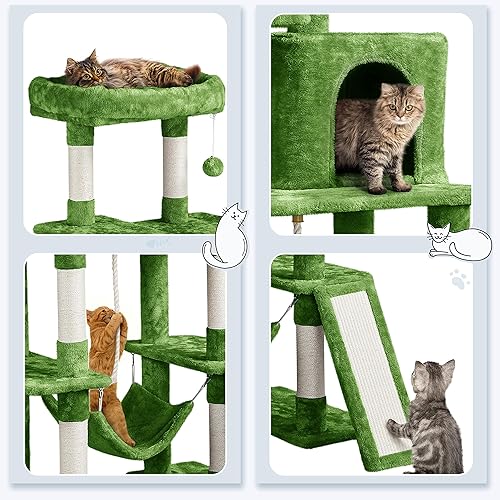 Miniatura 4 de Yaheetech Torre para gatos de 63 pulgadas de varios niveles para gatos de interior, árbol alto para gatos con postes rascadores cubiertos de sisal y