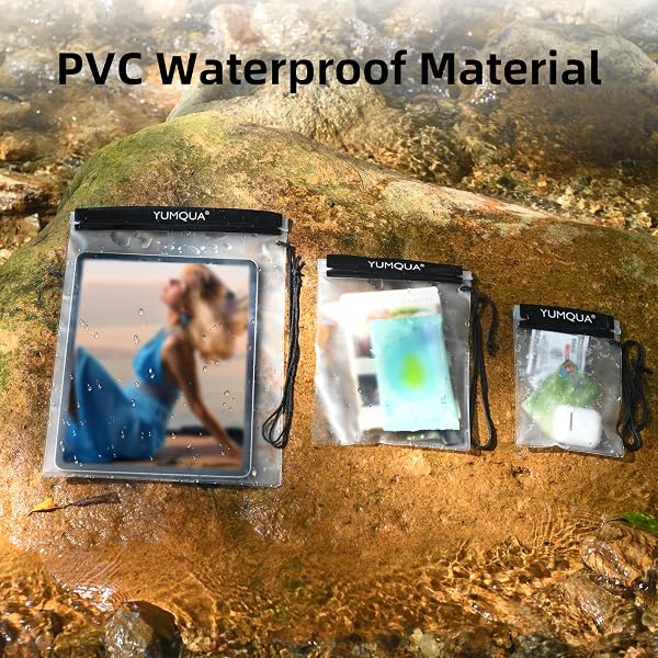 YUMQUA Sac étanche, Pochette étanche Sac Impermeable pour Caméra,Carte, iPad, Document et Téléphone -Ensemble de 3 pièces (Noir) - 3