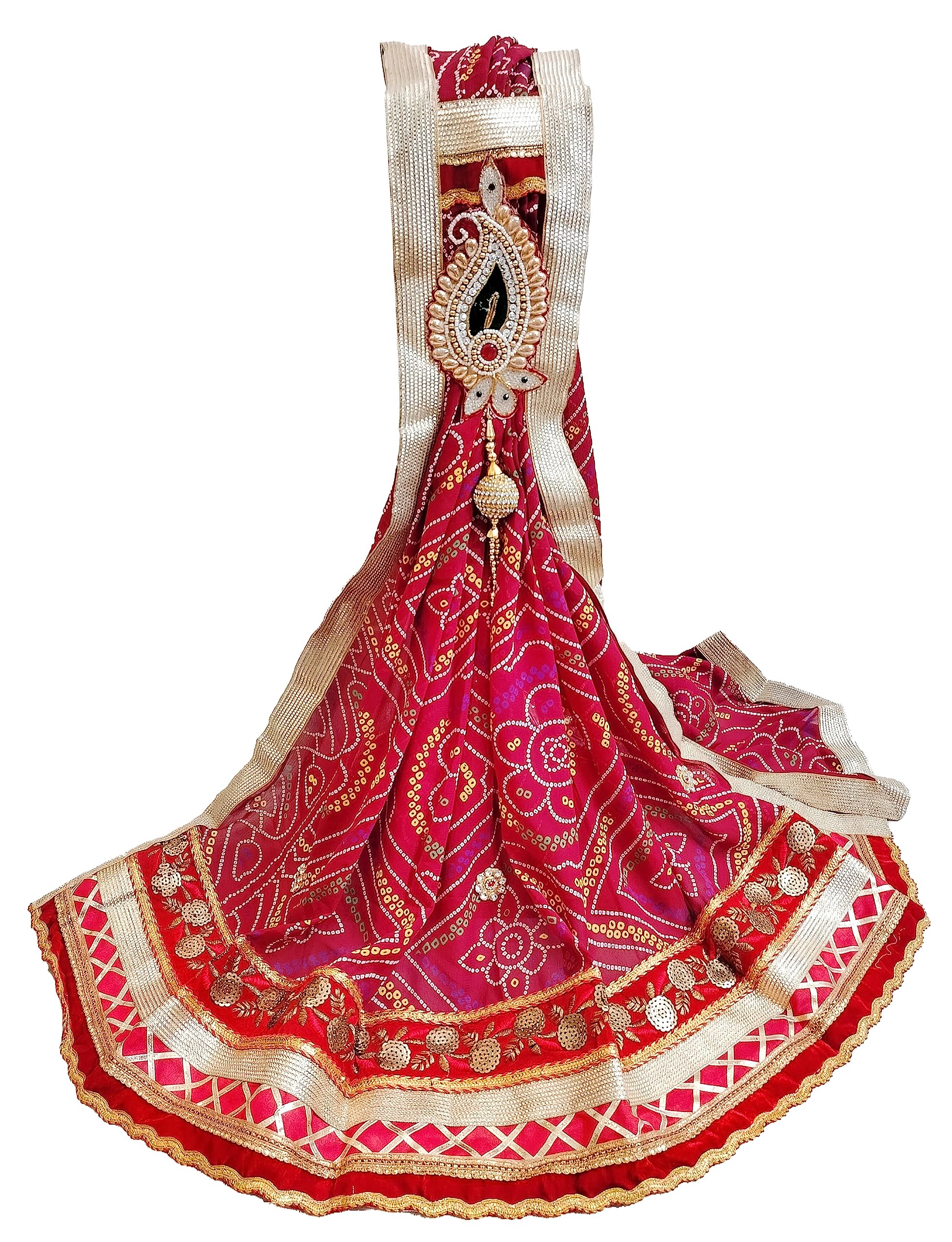 avilhara Rajasthani Marwadi Bandhej Bandhani Piliya Pomcha Chunri Odhana in Rennial Synthetic Fabric-picture-45