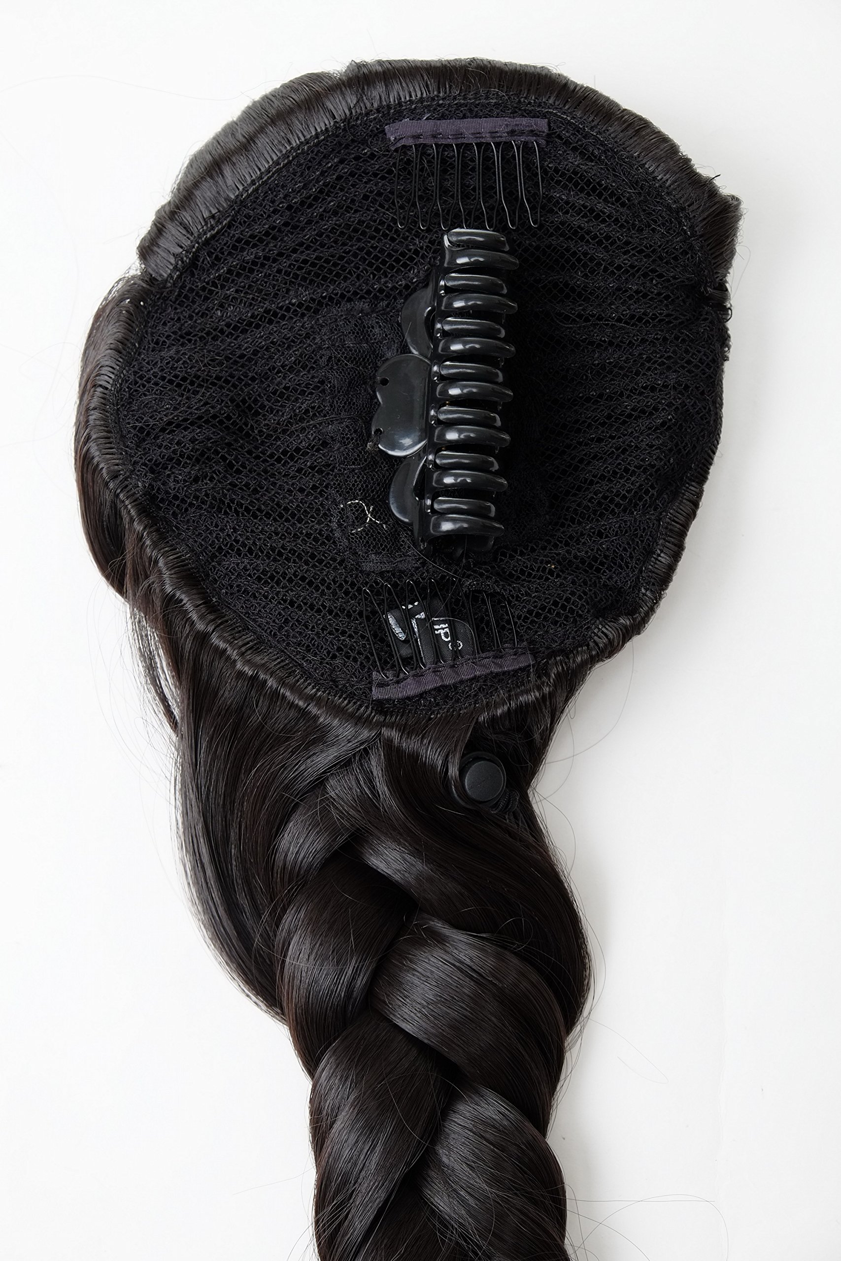WIG ME UP, NC006-3 Hairpiece Ponytail cue queue plaited braided halfwig very long elaborate dark brown, dark brown (3) - Image 3