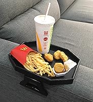 Vista 3 de Mesa con clip para brazo de sofá, bandeja para reposabrazos, soporte para bebidas/control remoto/refrigerios (plástico, negro)