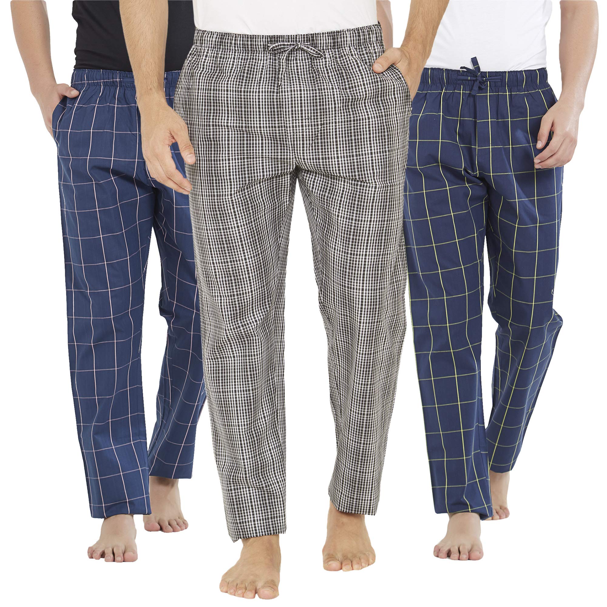 xyxx Men's Super Combed Cotton Checkered Checkmate Pyjamas | Elasticated Waist, Drawstring | Loungewear for Men-picture-16