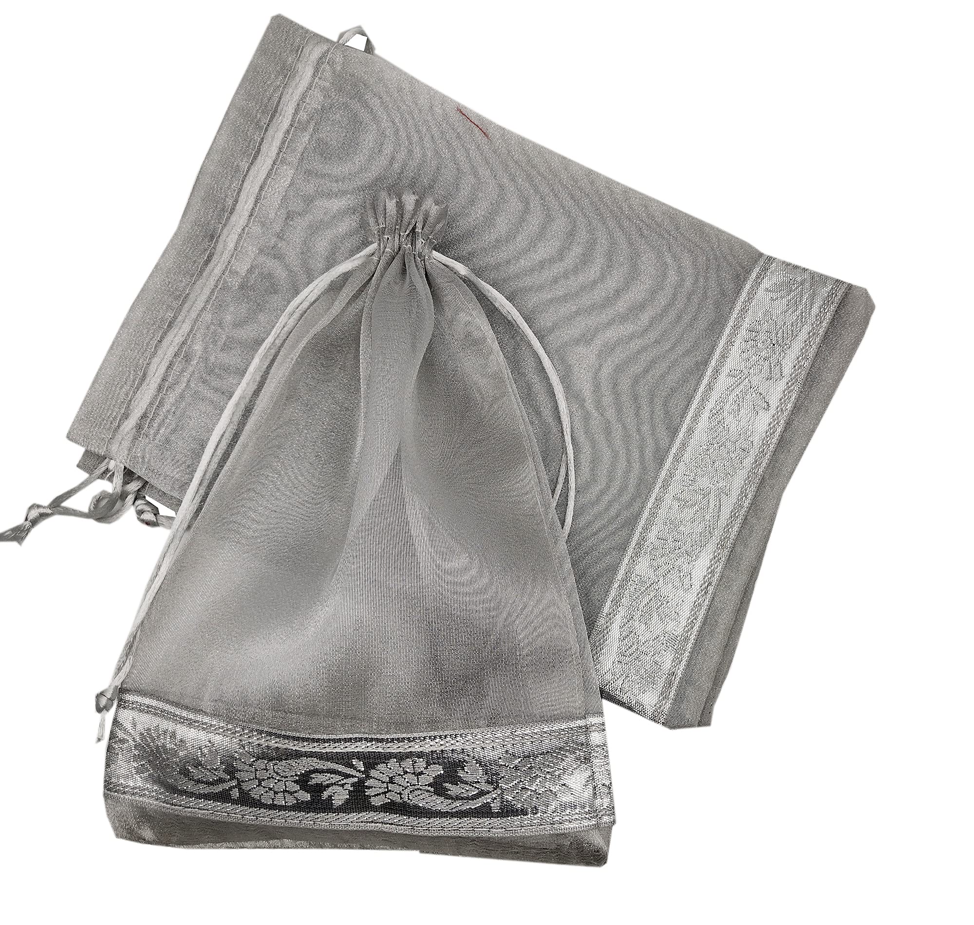 brown leaf Set Of 12 Organza 9 x7 inch Potli Bags Pouch Best for Wedding Anniversary Party Supply Return Gifting Bags (Grey) (B09HKD5TMH) Amazon Price History, Amazon Price Tracker