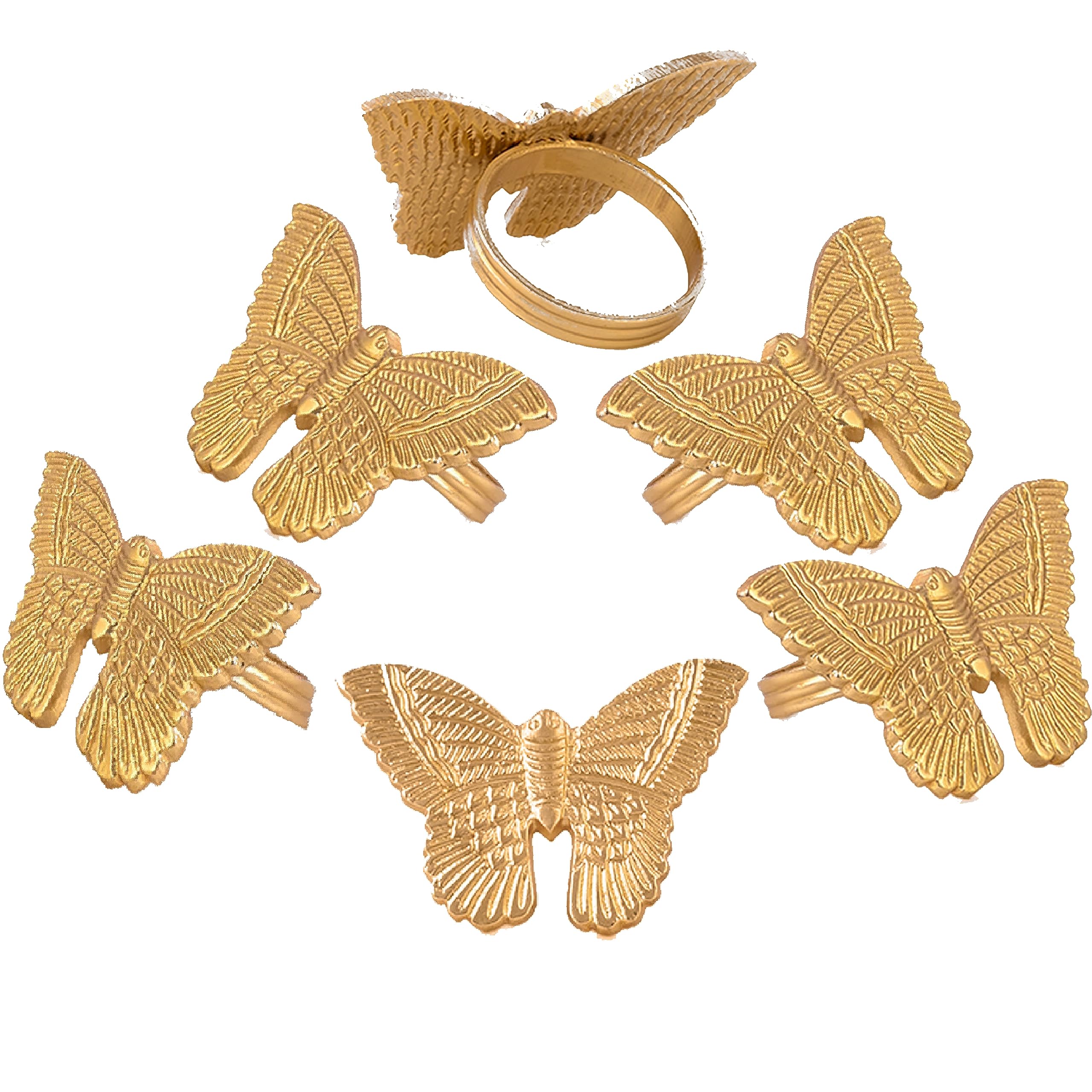 Elegante juego de 12 servilleteros | Servilleteros de mariposa de oro cepillado para bodas, cenas, decoración de mesa de comedor y eventos especiales | Fácil de limpiar, duradero y versátil ALPHA