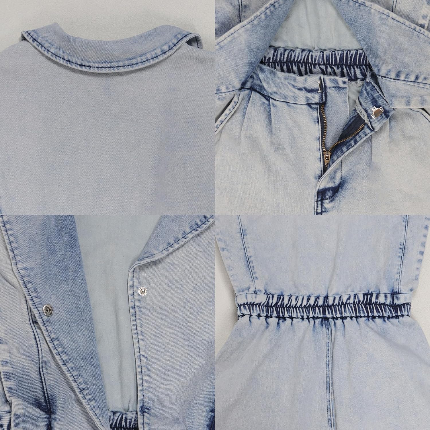 Women Summer Sleeveless Denim Romper Casual V Neck Bodycon Short Jumpsuits Cut Out One Piece Outfits - Image 6