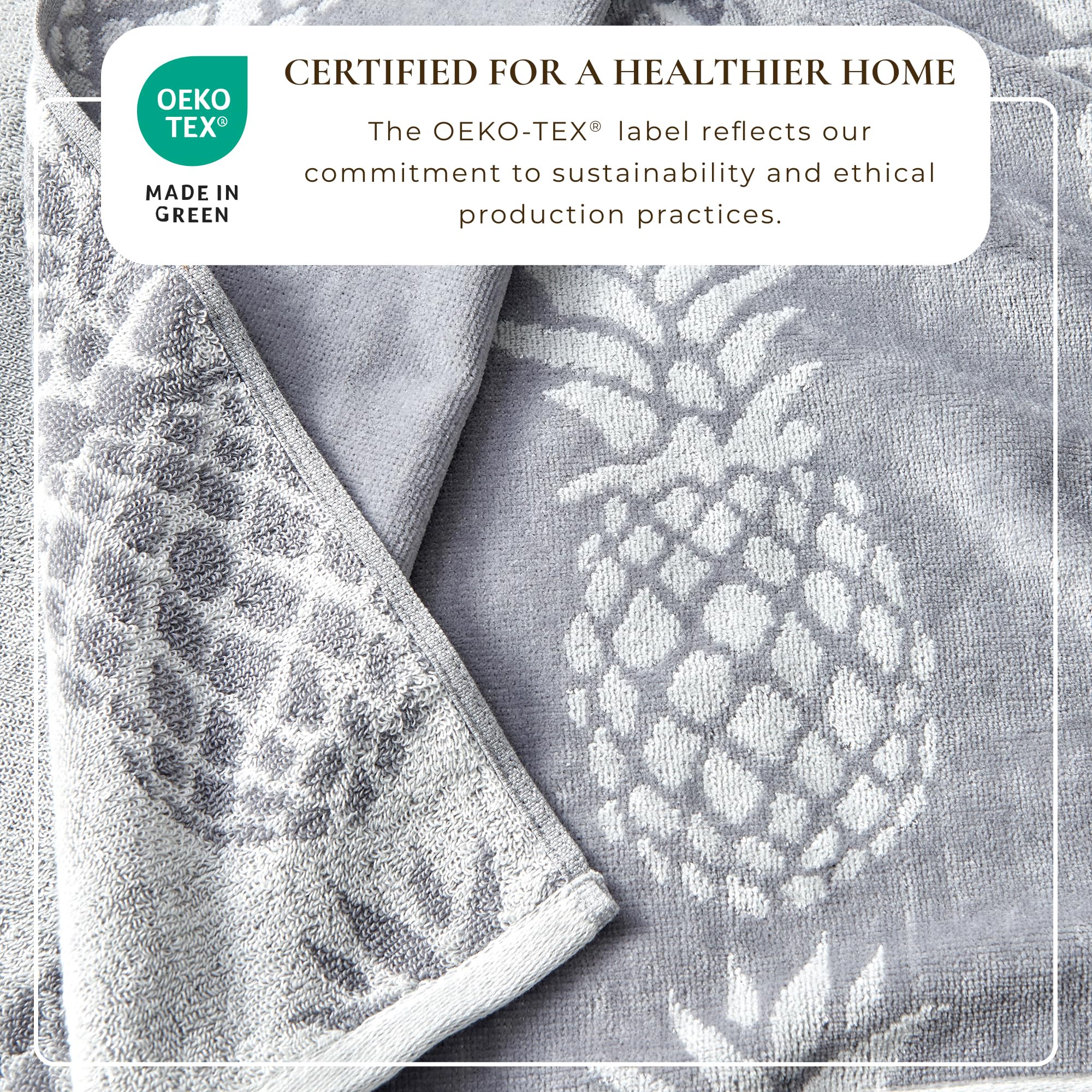 Great Bay Home Großes Strandtuch 2er Set,Ananas und gestreifte Strandtücher für Erwachsene und Velours Pool Handtücher 100% Baumwolle,Leichtes schnell trocknendes Strandtuch-Pack,Strandtuch für Reisen