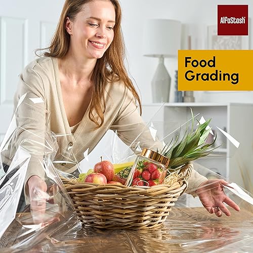 Miniatura 4 de Rollo transparente de celofán 315 x 110 pies de grosor con 15 lazos de tracción 3 cintas y 1 cortador papel de regalo transparente para envolver