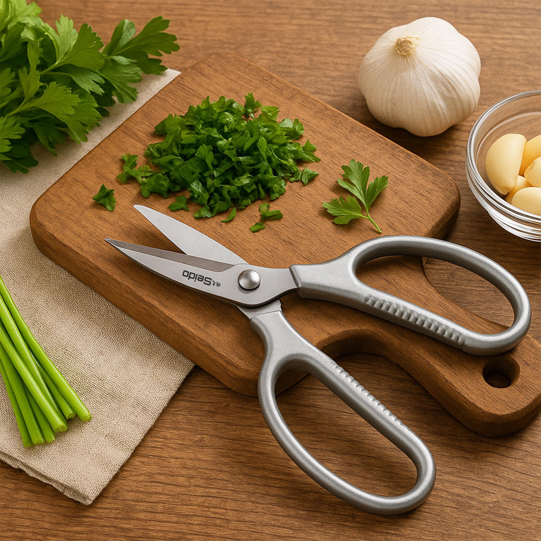 Seido Knives Stainless Steel Kitchen Scissors | Multi-Purpose Shears for Meat, Poultry, and BBQ - Rust-Proof, Dishwasher Safe, Professional-Grade Cooking Shears | Easy-Cleaning Powerhouse Tool