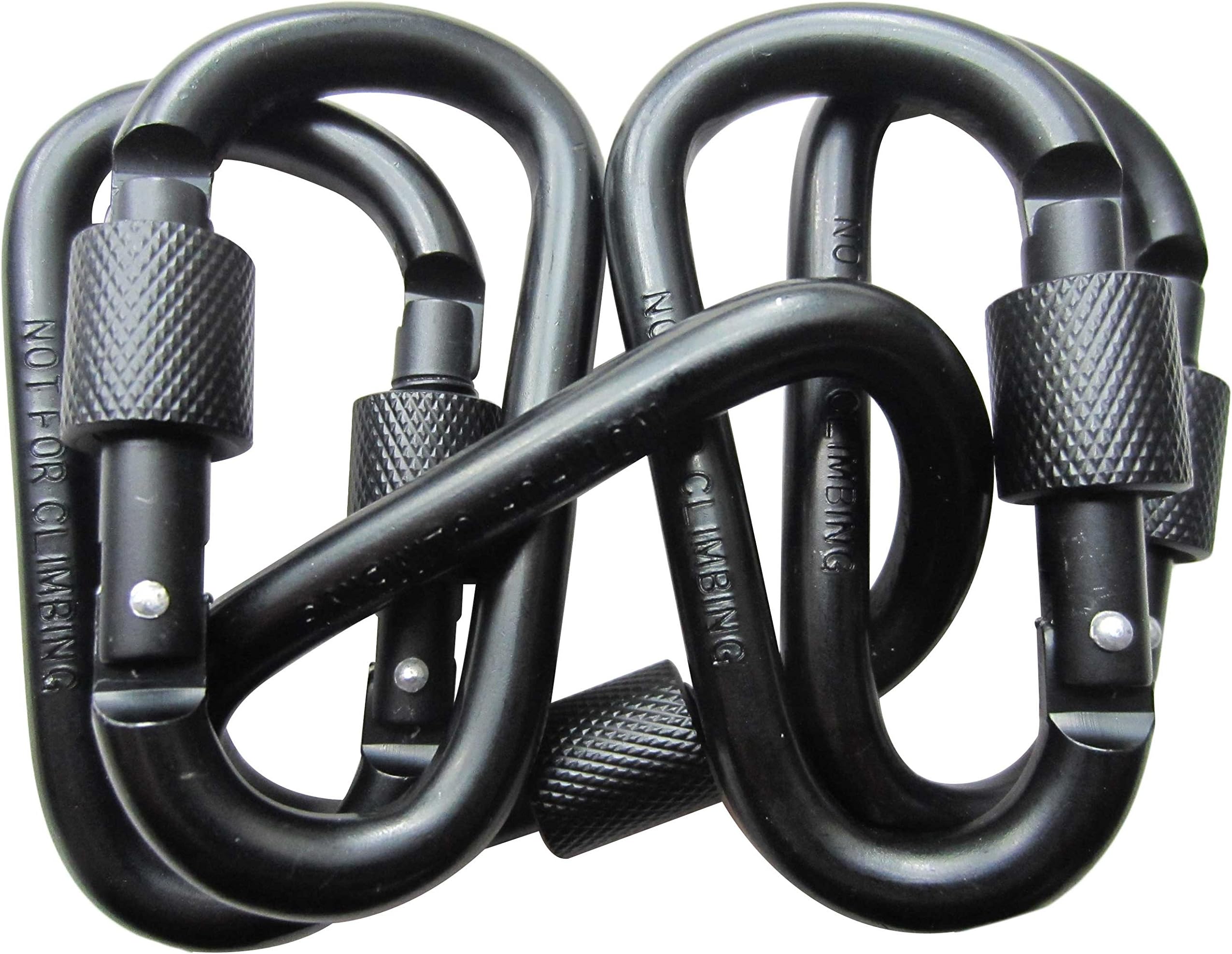 5 PCS Carabiner Climbing D Ring Keychain with Clip Durable Heavy Duty Aluminum Screw Locking Hooks for Hiking, Fishing and Outdoors (Black)