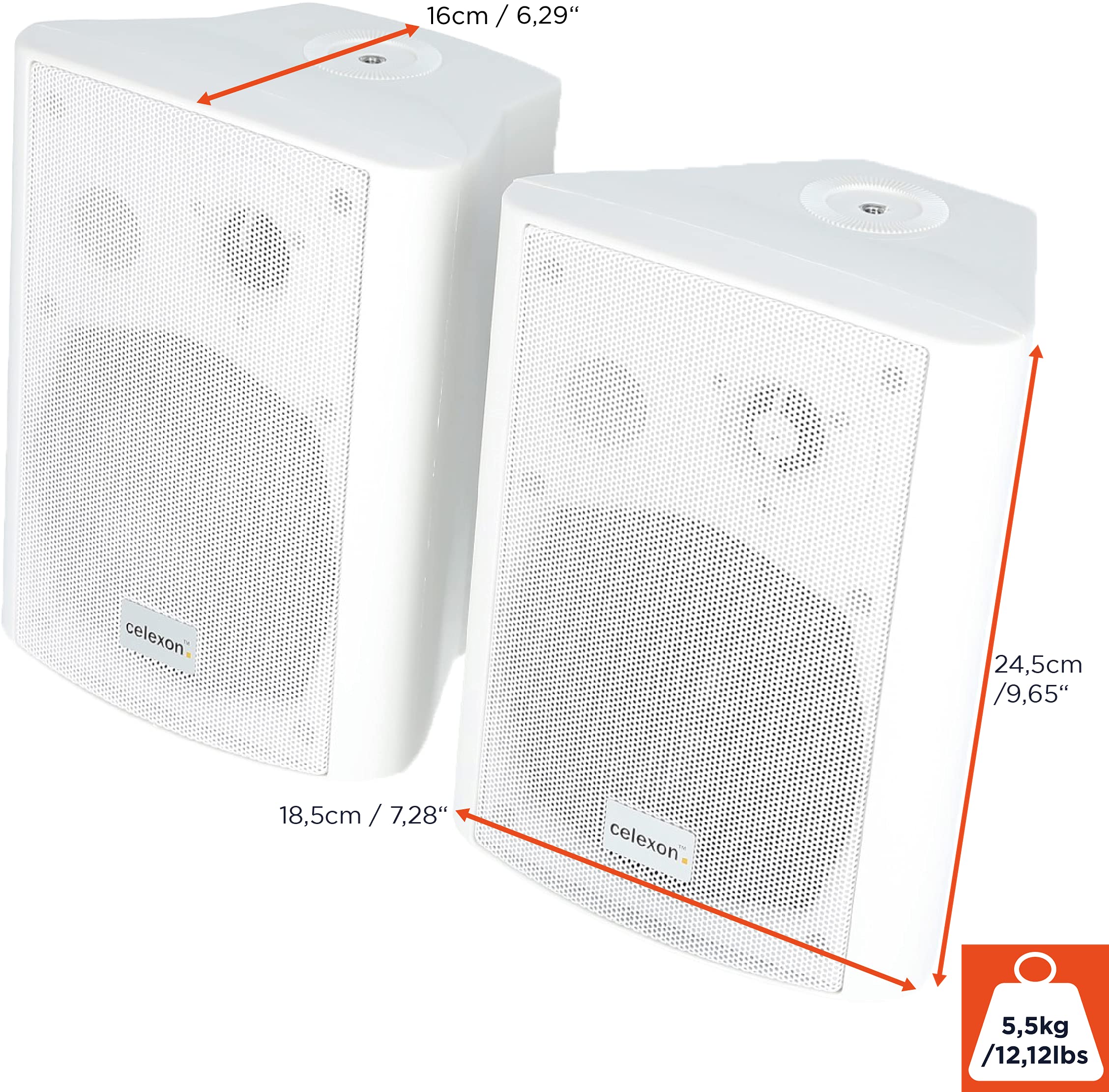 celexon Aktivlautsprecher-Set weiß 2x 30W Lautsprecher für PC Büro