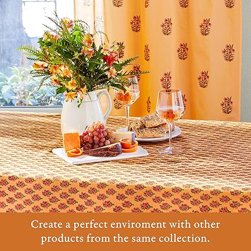 Miniatura 6 de Saffron Marigold Funda de almohada de algodón naranja para cama y sofá. Bloque de mano impreso accesorios decorativos de verano indio 18x18 pulgadas