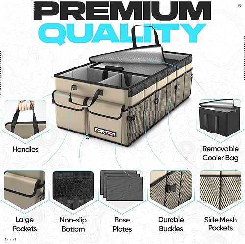 Miniatura 2 de FORTEM Organizador de maletero con enfriador para maletero de automóvil SUV, almacenamiento plegable, accesorios de automóvil para mujeres y