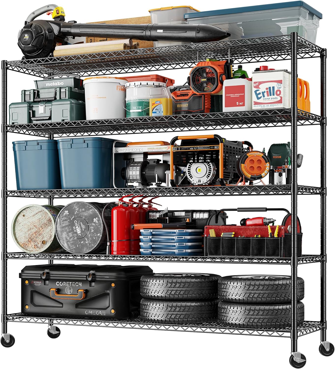 REIBII 85.8''H Storage Shelves 3000LBS Wire Shelving Unit