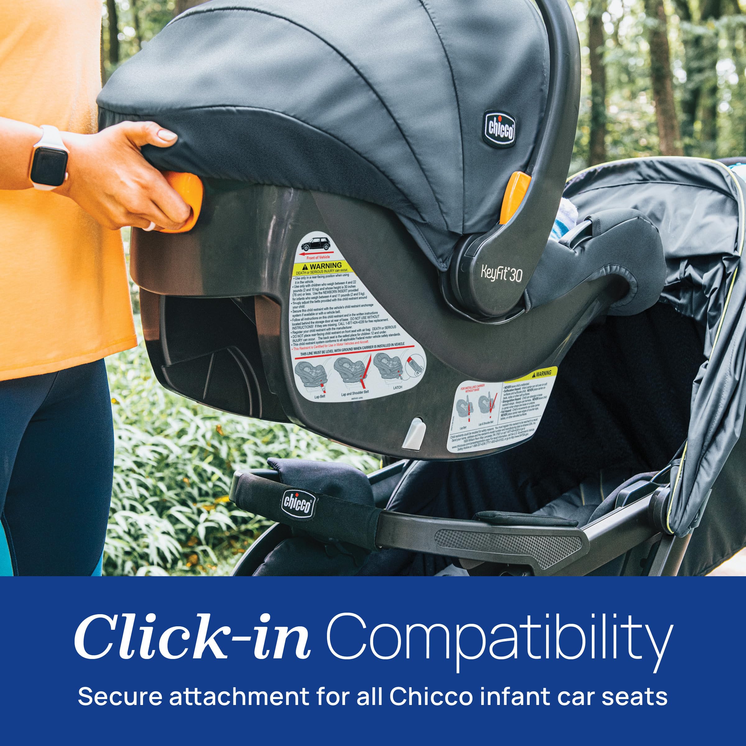 Chicco Activ3 Jogging Stroller Travel System, Includes Chicco KeyFit 30 Infant Car Seat with Base, Lightweight Aluminum Frame, Stroller and Car Seat Combo, Baby Travel Gear | Solar/Grey