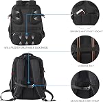 KROSER Hard Shell Travel Laptop Backpack, Water-Repellent Casual Daypack, Durable Business College Stylish Bag for Men and Women, 17.3 Inch ,Black