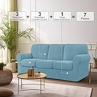 Vista 312 de CHUN YI - Funda elástica para sofá (7 piezas), funda para sofá de 3 plazas con tres respaldos y cojines separados con banda elástica, tela jacquard