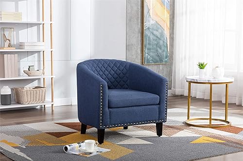 Miniatura 4 de Silla Accent Barrel con cabeza de clavos, elegante sillón de lectura, silla remachable para sala de espera, silla auxiliar de cuero con patas de