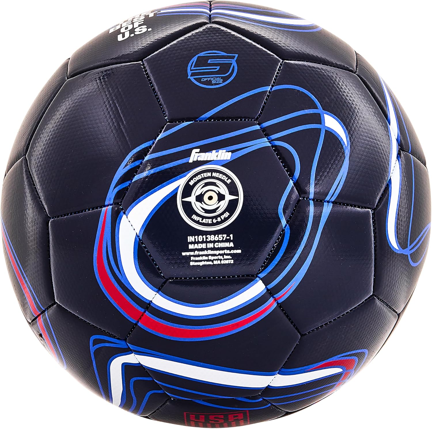 Franklin Sports Official US Soccer Federation (USSF) Soccer Ball + Pump - Size 5 Regulation Ball for Youth + Adult Players - Premium Cover + Construction - Perfect for Matches + Training - Navy