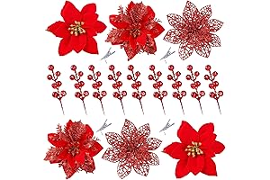 Sggvecsy Christmas Poinsettia Tree Ornaments