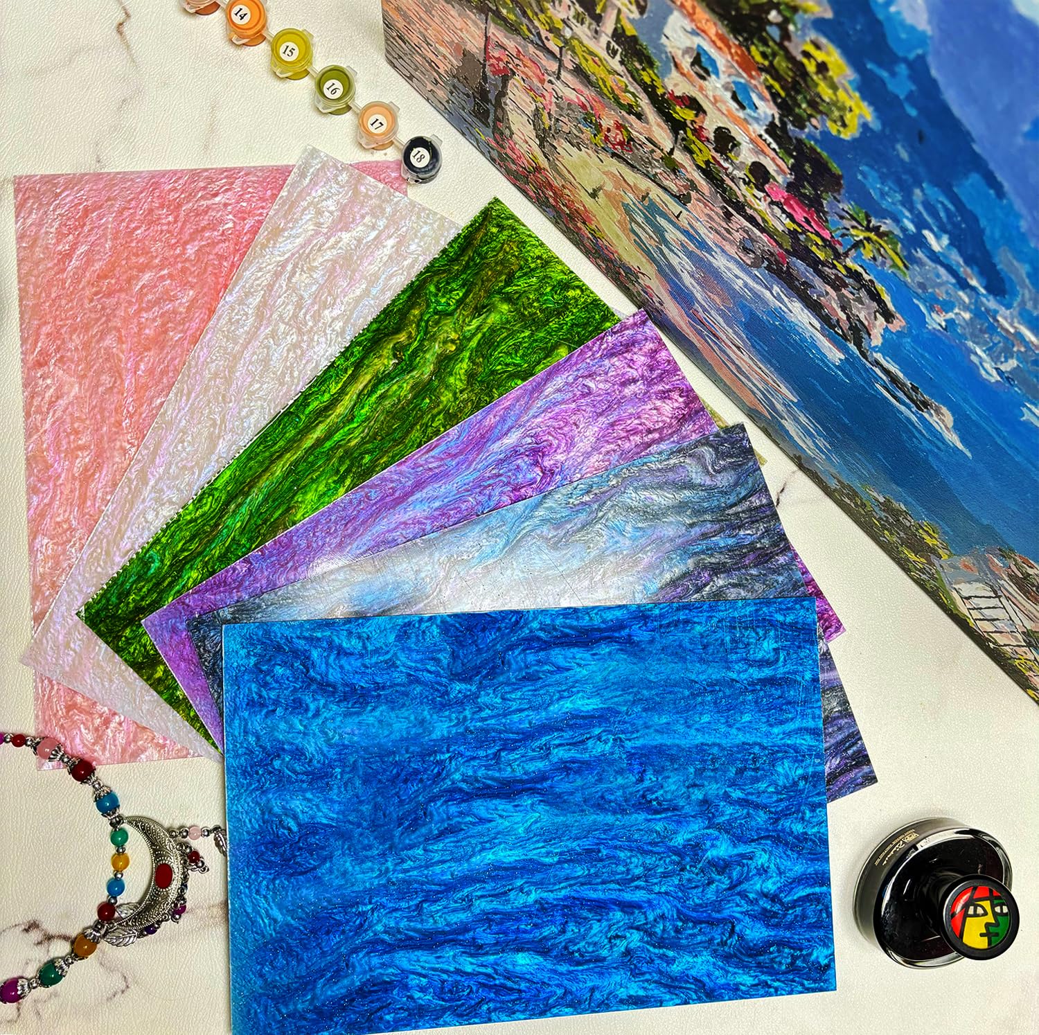 Glitter Acrylic Sheets - 6 Colors, Nebula Swirls -4
