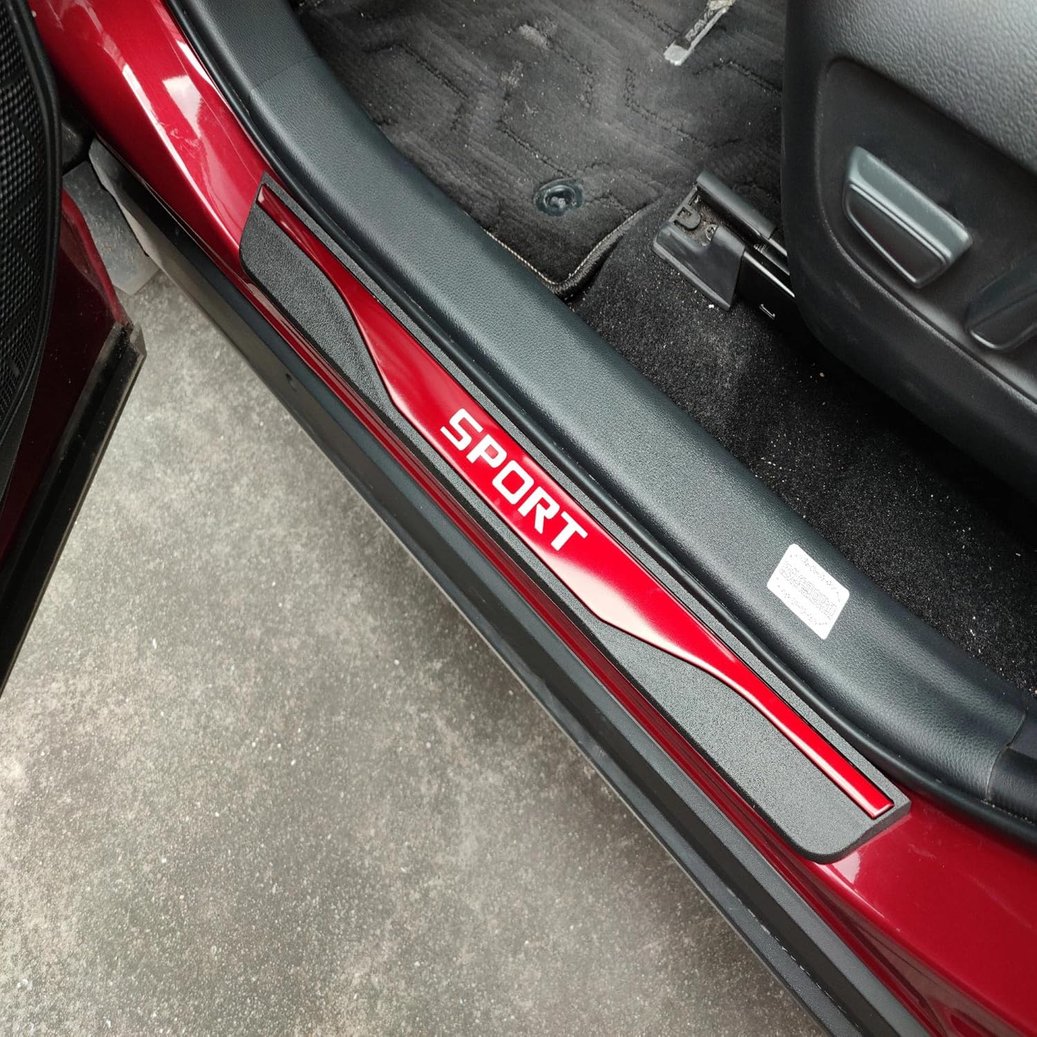 GZBFTDH Car Door Sill Scuff Protector, for Hyundai Elantra 2021 2022 Accessories Parts, Door Entry Guard Plate Trim Cover, Auto Interior Accessory Kick Panels 4pcs Set (RED)
