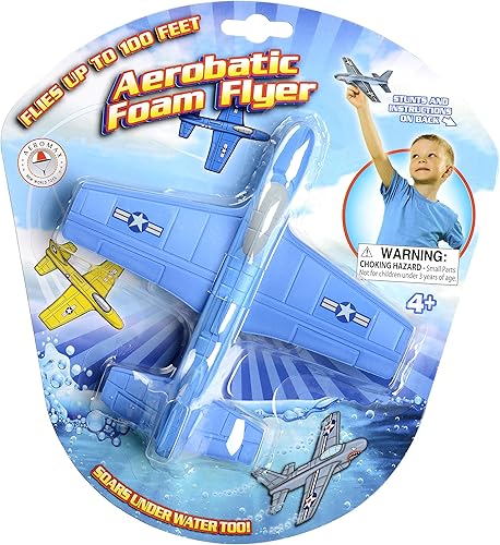 Aeromax Volante de espuma acrobática. Seguro y suave para uso en interiores y exteriores. También se eleva bajo el agua, azul o amarillo (los