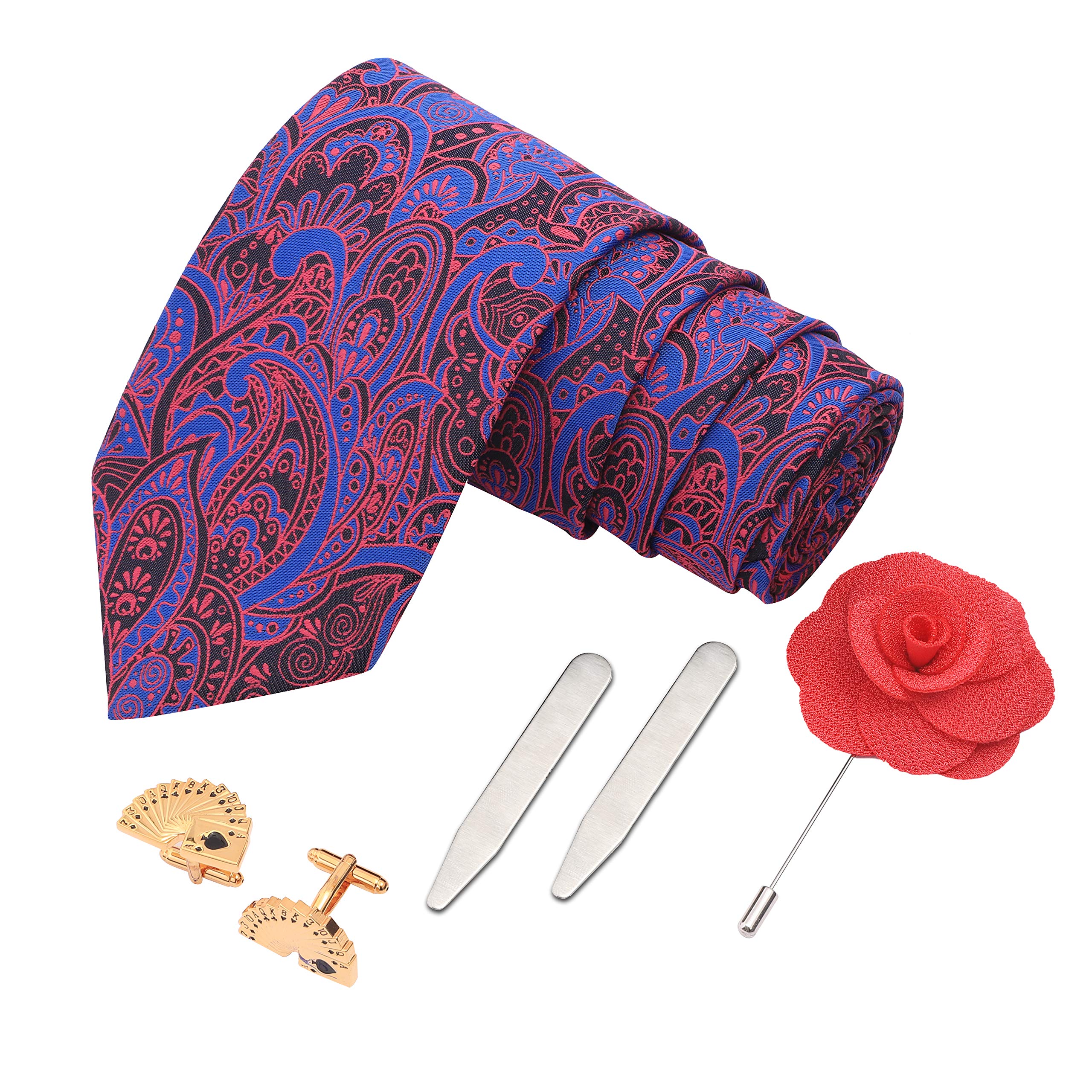 peluche Winning Cards Gift Box Includes 1 Neck Tie, 1 Brooch, 1 Pair of Cufflinks & 1 Pair of Collar Stays for Men-picture-6