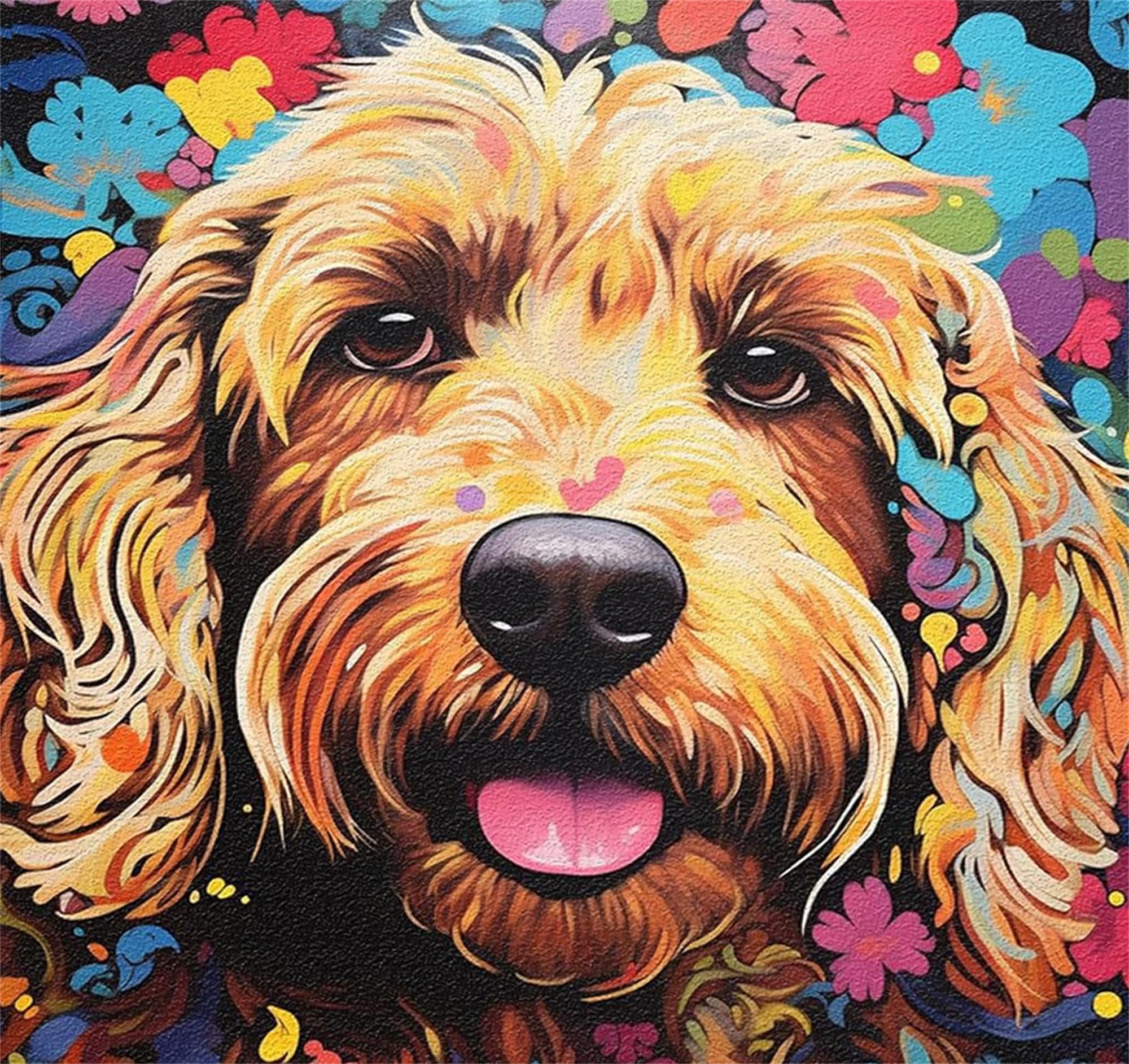 Hefeis Dog Adults Paint By Number Kits,Painting By Number Kits On Canvas,Large Color By Numbers Adult Watercolor Gifts For Friends Wall Decor (Dog)