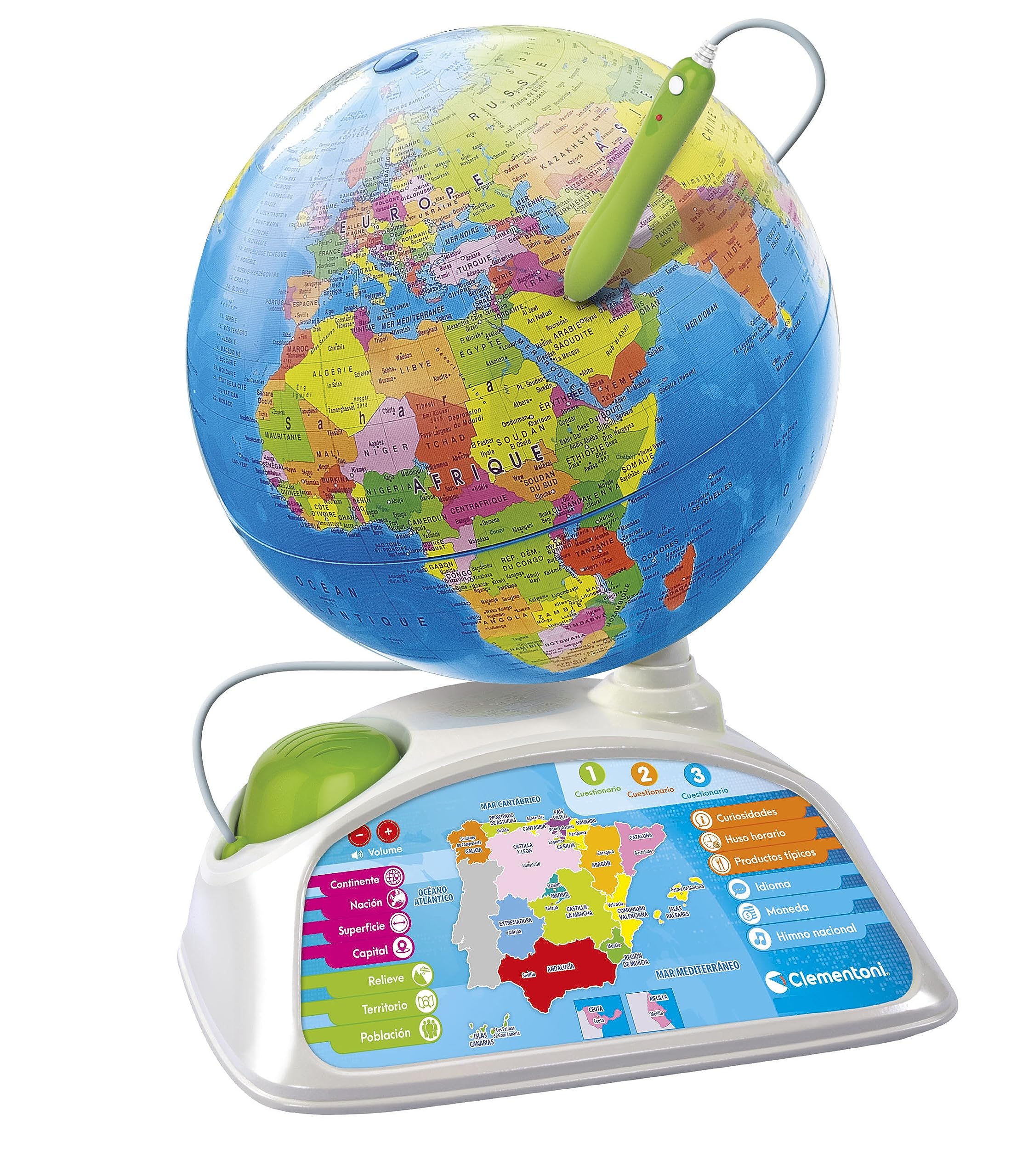 Clementoni 55522 Globo Terráqueo Interactivo, con App de Realidad Aumentata, Bola del Mundo Educativa Interactiva con App Educativa, Juguete a Partir de 7 Años, Juguete en Español