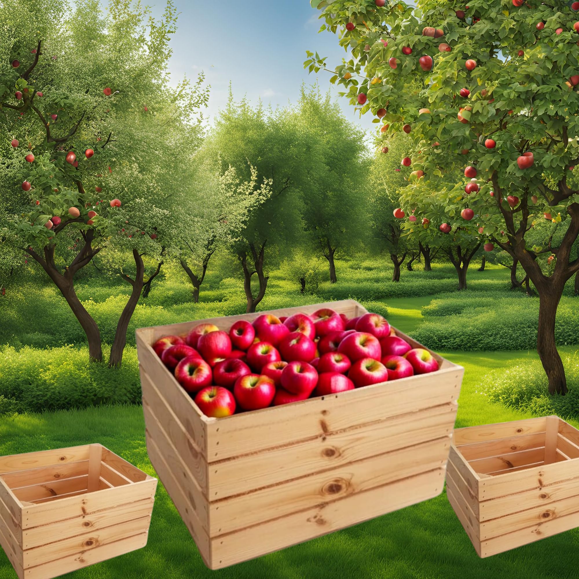 3 Stück Holzkisten B:50xH:30xT:40 Geschenkkorb Leer Kiste Groß Deko Weinkiste Holz Obstkiste Nature Box